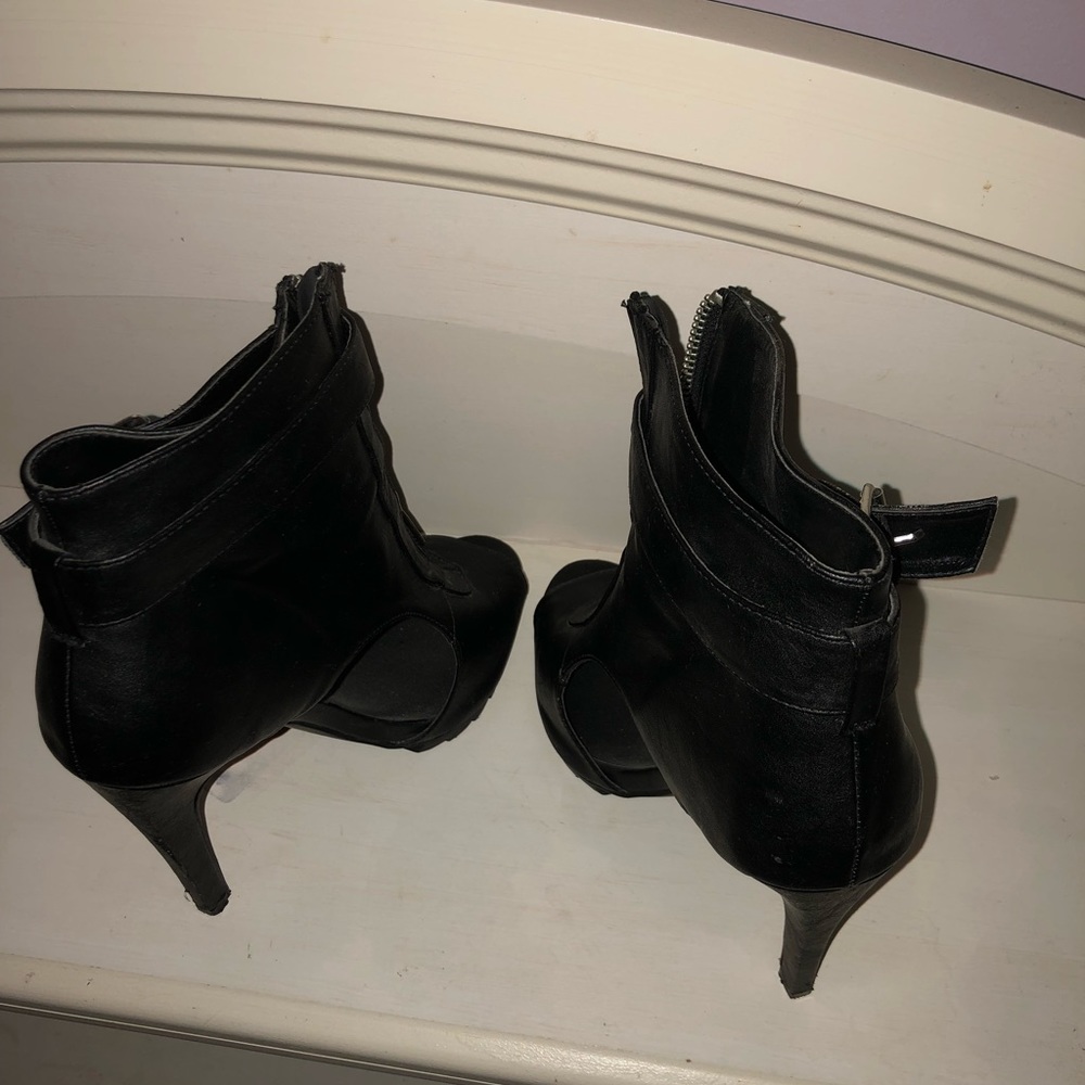 Agaci peep toe cut out zipper boot heels
